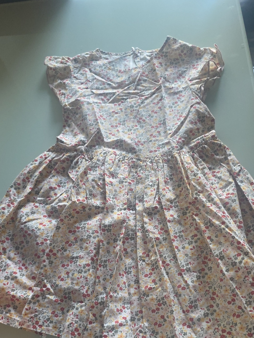 Petit Bateau Floral Cotton Dress in Cream, Pink and Yellow